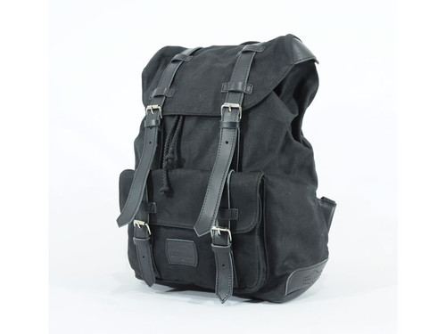 Black Waxed Canvas Backpack By Longride CUS4516WBLA Black Waxed Canvas Backpack By Longride CUS4516WBLA