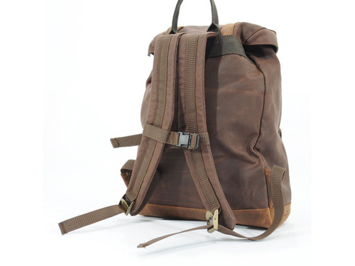 Brown Waxed Canvas Backpack By Longride CUS4516WBRO