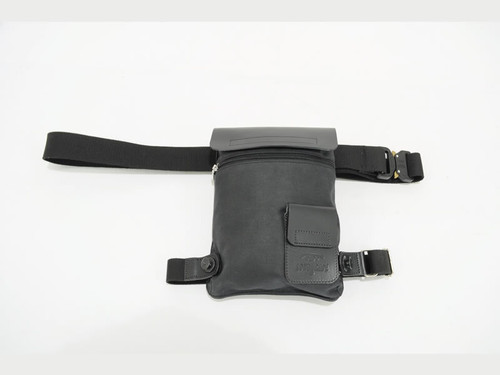 Black Waxed Canvas Leg Bag By Longride CUS4056WBLA
