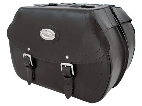Black 42L Leather Saddlebags By Longride HCL138
