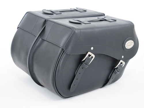 Black 43L Leather Saddlebags By Longride HCL153