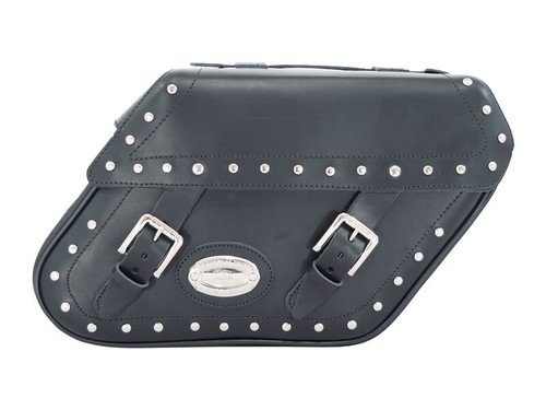 Black 27L Studded Leather Saddlebags By Longride HCL149A Black 27L Studded Leather Saddlebags By Longride HCL149A