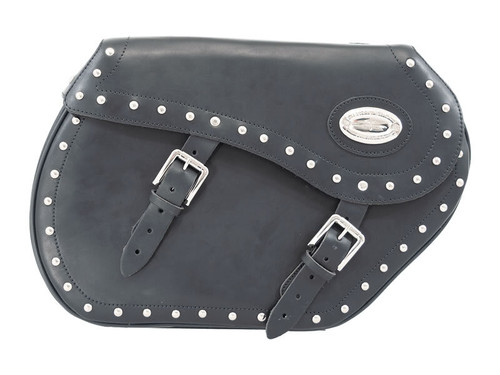 Black 44L Studded Leather Saddlebags By Longride HCL150A Black 44L Studded Leather Saddlebags By Longride HCL150A