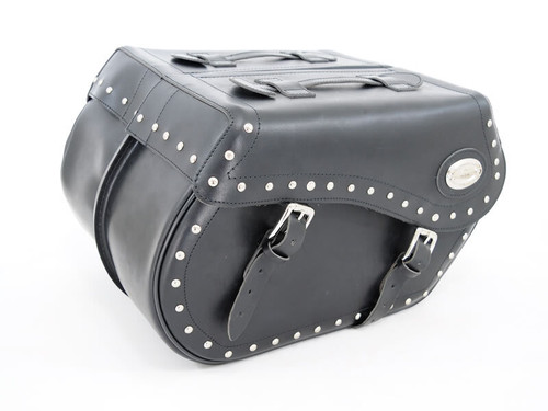 Black 43L Studded Leather Saddlebags By Longride HCL153A