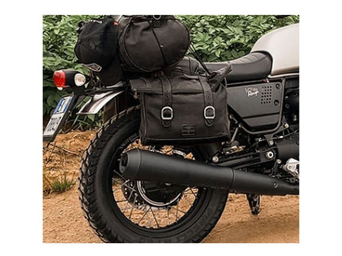 Black 9.5L Waxed Canvas Multifit Saddlebag By Longride CUS133WBLA