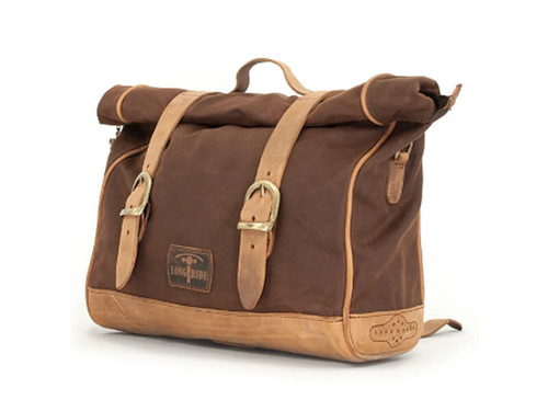 Brown 9.5L Waxed Canvas Multifit Saddlebag By Longride CUS133WBRO Brown 9.5L Waxed Canvas Multifit Saddlebag By Longride CUS133WBRO