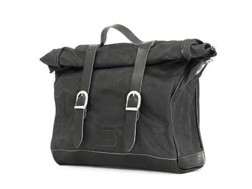 Black 18L Waxed Canvas Multifit Saddlebag By Longride CUS137WBLA