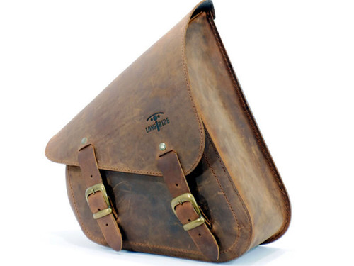 Brown 7.6L Waxed Canvas Swing Arm Bag (Left) By Longride CUS274R Brown 7.6L Waxed Canvas Swing Arm Bag (Left) By Longride CUS274R