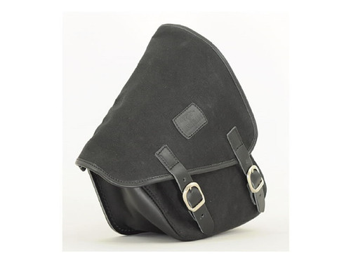Black 7.6L Waxed Canvas Swing Arm Bag (Left) By Longride CUS274WBLA