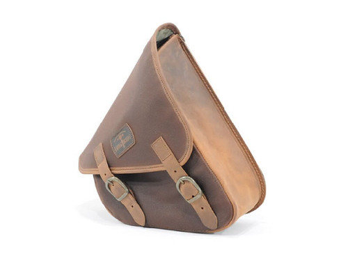 Brown 7.6L Waxed Canvas Swing Arm Bag (Left) By Longride CUS274WBRO Brown 7.6L Waxed Canvas Swing Arm Bag (Left) By Longride CUS274WBRO