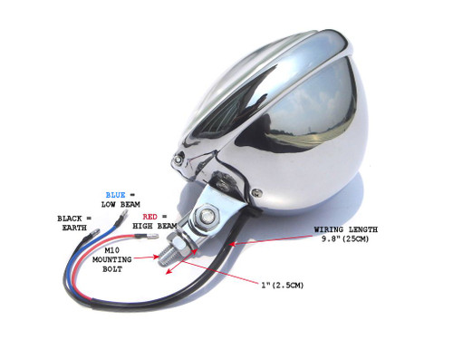 Chrome 5.75” Bates Style Classic Custom Motorbike Motorcycle Trike Headlight