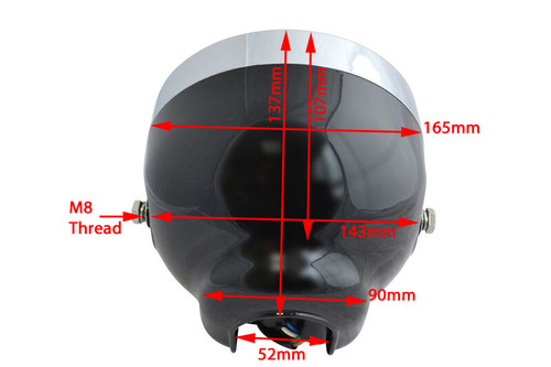 BLACK 6.5" 6 1/2" 12V 35W Project Retro Motorbike Trike Headlight with LED Halo Ring