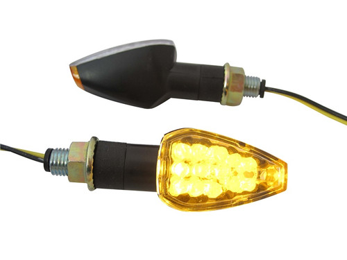 Universal Short Stem Black Tiny LED Orange Tip E-marked Indicators for Motorcycle Motorbike Trike Quad Scooter
