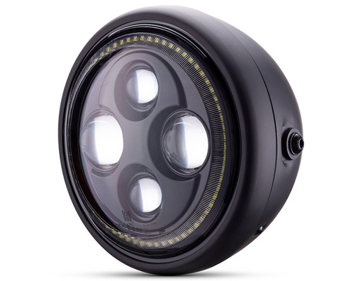 7.7" High Quality Projector LED Matt Black Project Motorbike Headlight with Halo