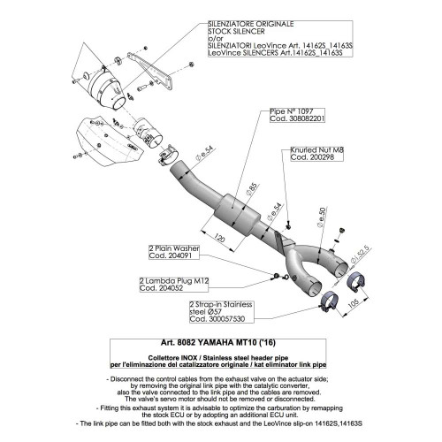 Cat Eliminator Link Pipe - 8082 - YAMAHA MT-10 / FZ-10 / SP