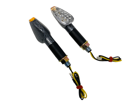 Carbon Look LED Indicators - Long Stem with Amber Tips