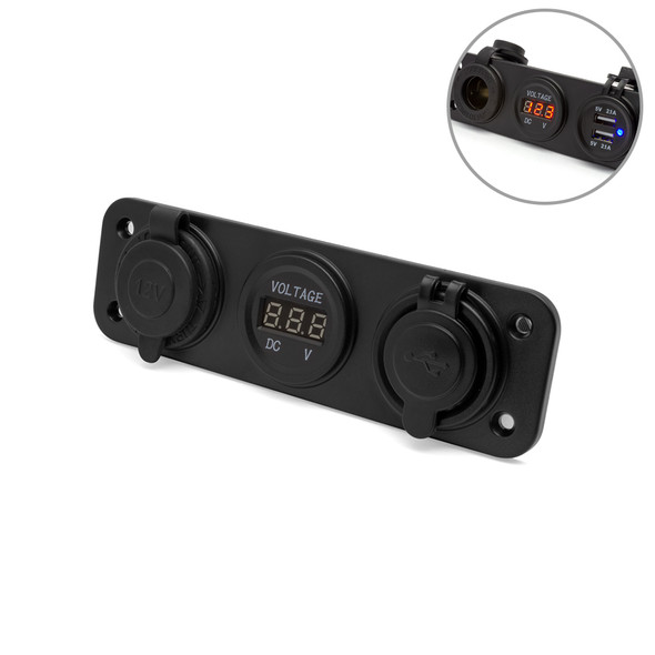 Quad ATV Trike 12V Socket + Twin USB Power Supply + Voltmeter - Dash Mount - for all Cars, Vans, 4X4, Trucks