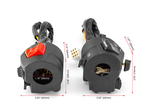 Motorbike Switchgear / Control Kit to fit 22mm 7/8" Handlebars + ATV Quad Trike