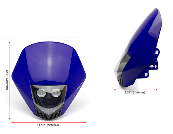 BLUE Motorbike Headlight Mask - LED 12V 10W - Project Streetfighter Supermoto