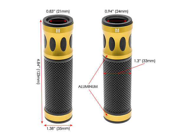 Gold Motorbike Hand Grips for 22mm bars - Anodised Aluminium - High Quality