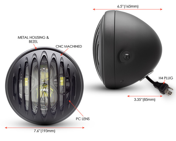H4 55W Halogeen Lamp Homologuée LED Moto 7  Phare & Fixation Cafe Racer Streetfighter F 519177