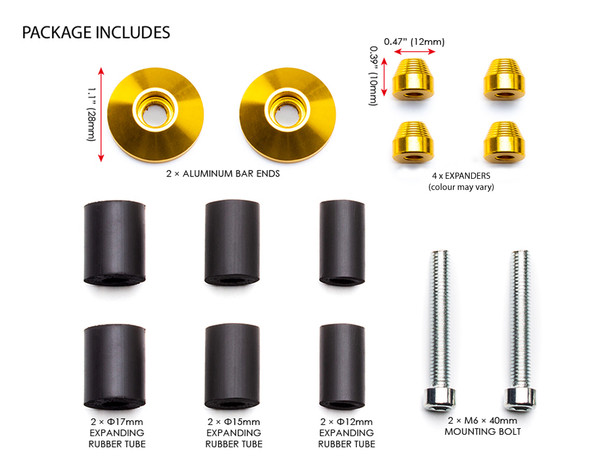 Bar End Weights CNC Billet Aluminium - Gold for 22mm 7/8" Handlebars