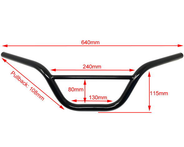 Black Handlebars for Monkey Bike Pit Bike - 22mm 7/8" with 4.5" Rise