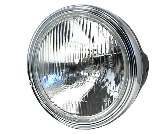 7.5" 55W Headlight - Shallow - Homologated - Black with Chrome Bezel