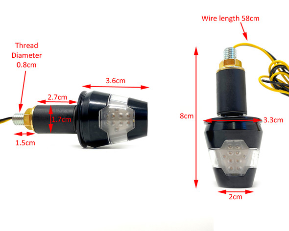 LED Indicators Handle Bar End for 22mm, 25mm, 28mm - HOMOLOGATED - PAIR