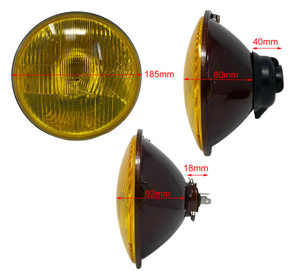 Motorbike Headlight Insert 7" 12V 55W Universal Yellow Lens
