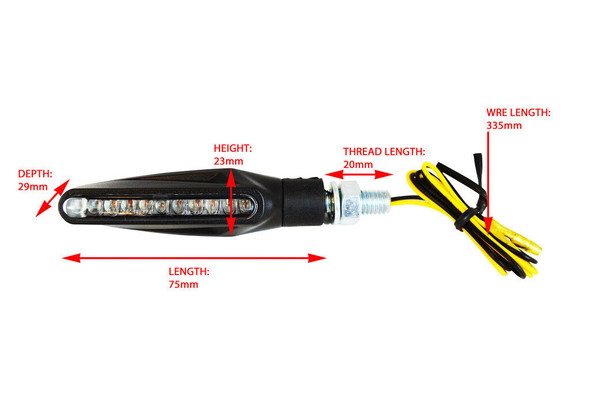 LED Indicators to fit Yamaha MT-01 MT-03 MT-07 MT-09 MT-10 - Slim Pencil Style