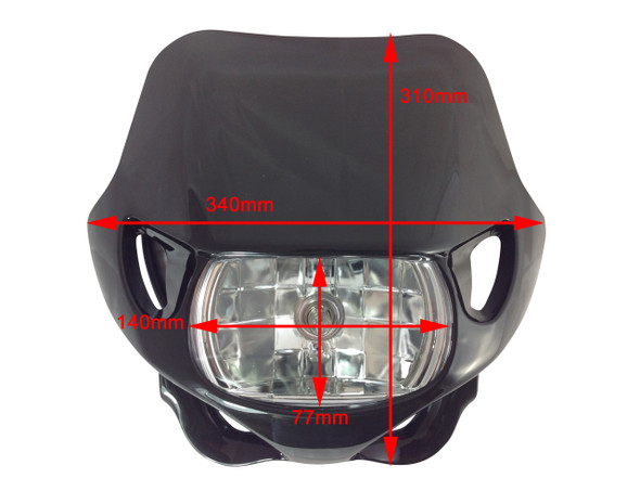 Universal 12V/35W Motocross Headlight For All Motocross & Enduro Motorbikes Black