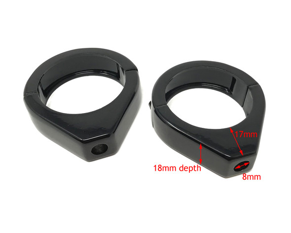 Pair of BLACK Motorcycle Indicator / Turn Signal Relocator Fork Clamps