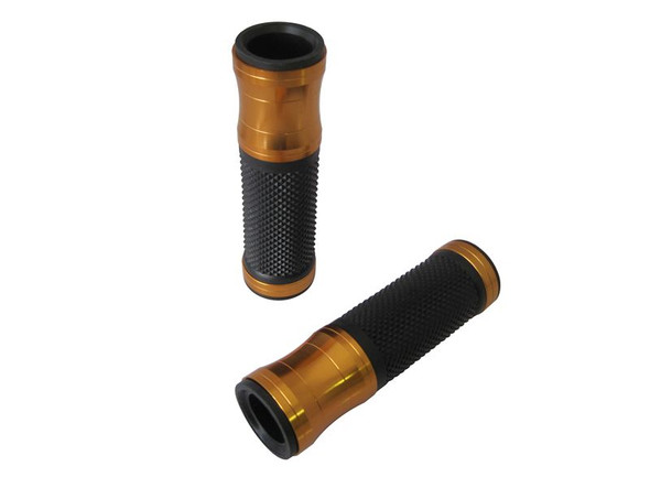 Gold Anodised Aluminium / Rubber Motorcycle Motorbike Hand Grips for 22mm bars