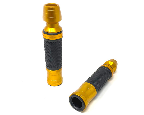 Gold Anodised Aluminum / Rubber Motorcycle Motorbike Hand Grips for 22mm bars With Bar Ends