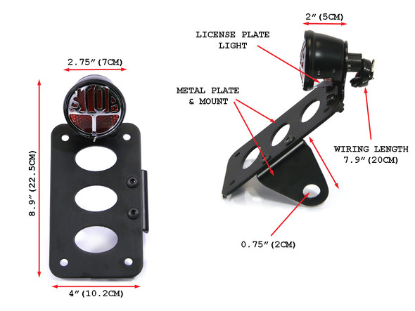 Side Mount Motorbike Motorcycle Miller Replica Tail Light & Number / License Plate Holder