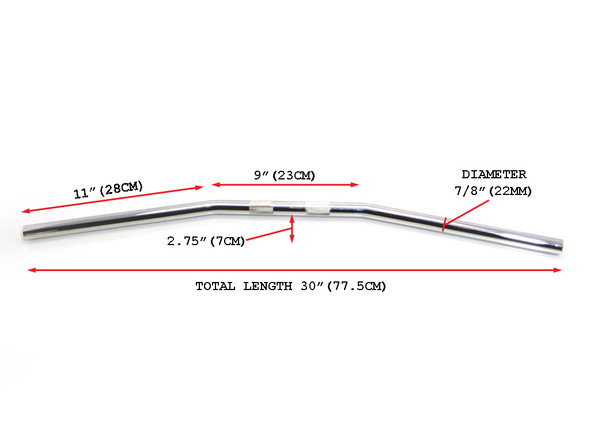 Streetfighter Motorbike Drag Bars Handlebars - 22mm 7/8" - Chrome Streetfighter Motorbike Drag Bars Handlebars - 22mm 7/8" - Chrome