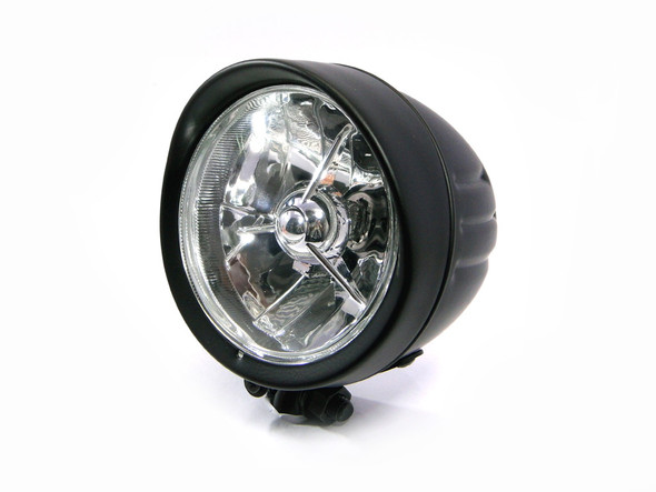 5" Matt Black Bottom Mount H4 55W Custom Motorcycle Motorbike Steel Headlight