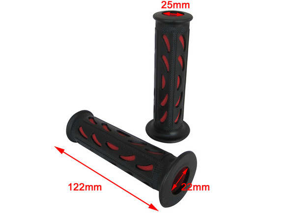 Black & Red Soft Silicon / Rubber Motorcycle Motorbike Hand Grips 22mm 7/8 Universal