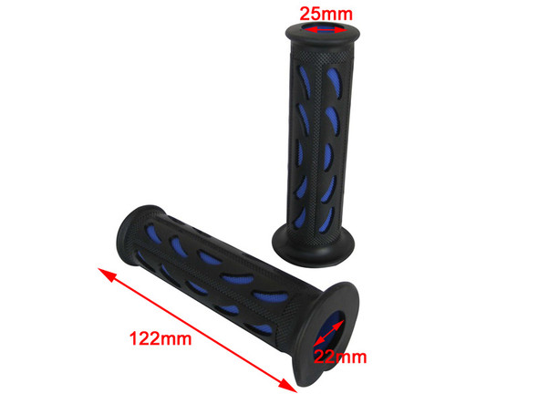 Black & Blue Soft Silicon / Rubber Motorcycle Motorbike Hand Grips 22mm 7/8 Universal