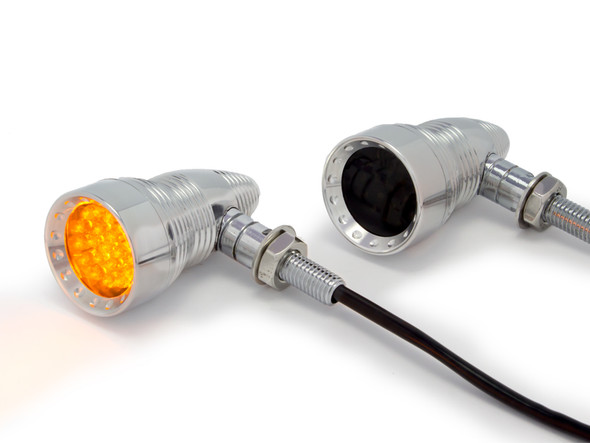 Polished Cone Shaped Aluminium Retro Vintage LED Indicators / Turn Signals with Smoked Lense