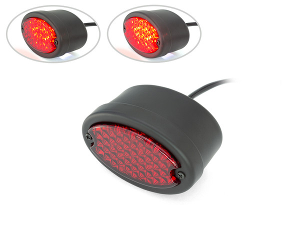 Black Motorbike LED Stoplight Taillight Red Lens for Project Custom Classic Bike