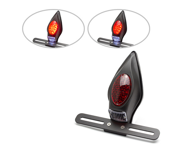 Motorbike Tombstone LED Stop & Tail Light - Matt Black - for Custom Retro Project Bikes