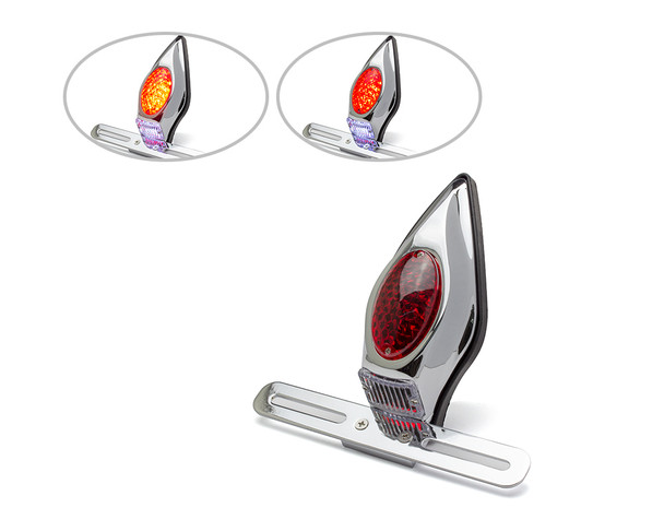 Motorbike Tombstone LED Stop & Tail Light - Chrome - for Custom Retro Project Bikes