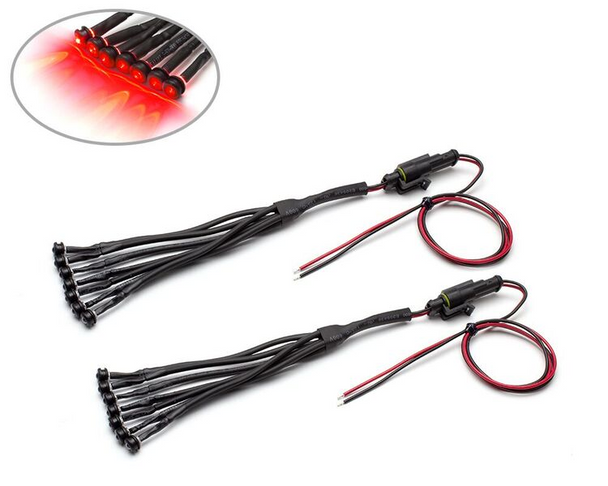 RED Car Motorbike LED Auxiliary Light Set - Flush Mount - 14 Piece