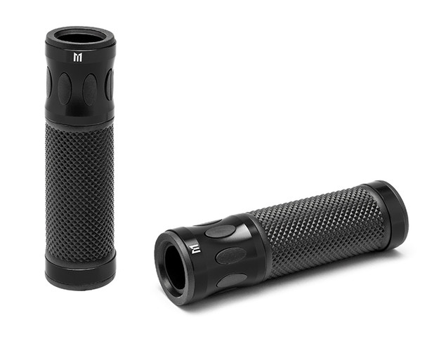 Black Motorbike Hand Grips for 22mm bars - Anodised Aluminium - High Quality