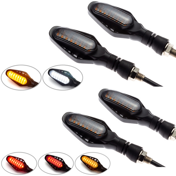 Motorbike Integrated Indicators Blinkers LED Back Front Tail Stoplight + DRLs 