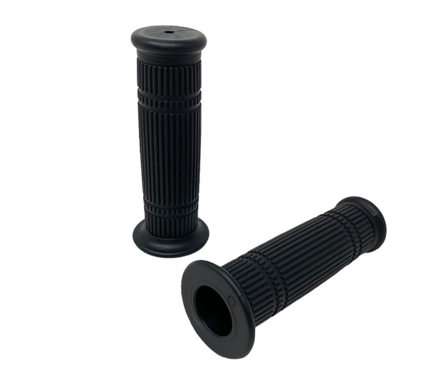 Motorcycle Handgrips for 25mm 1 Inch Handlebars Ribbed Black Cafe Racer Scrambler