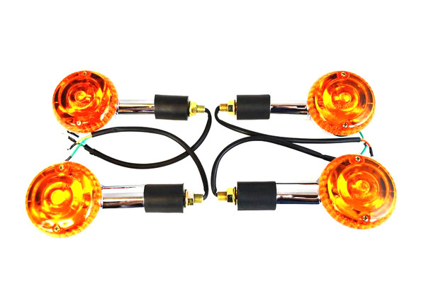 Set of 4 Large Amber Chrome Universal E-marked Motorcycle Motorbike Indicators