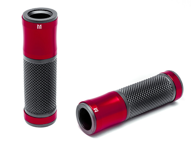 Red Anodised Aluminium / Rubber Motorcycle Motorbike Hand Grips